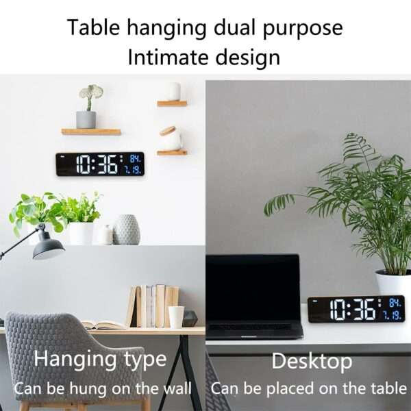 Rechargeable 25.5cm LED Digital Alarm Clock With Temperature+Day+Month And Date
