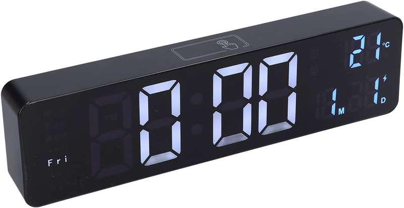 Rechargeable 25.5cm LED Digital Alarm Clock With Temperature+Day+Month And Date