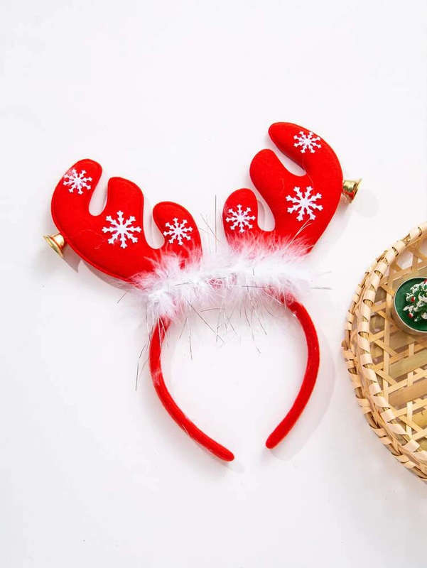 Christmas Antler & feathers headband