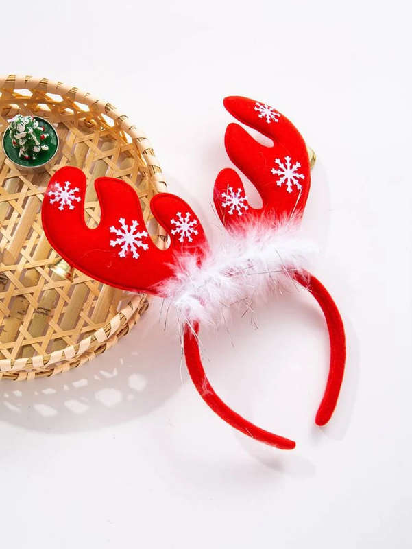 Christmas Antler & feathers headband