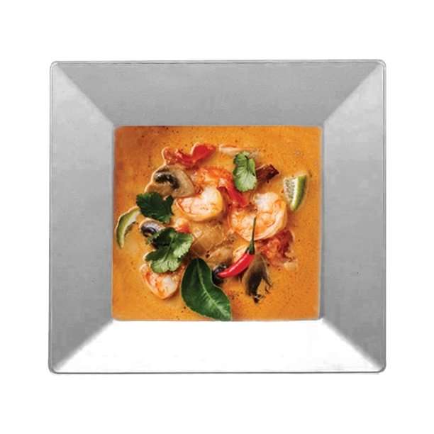 Silver Plastic Square Bowls - Disposable or Reusable - 2Pack