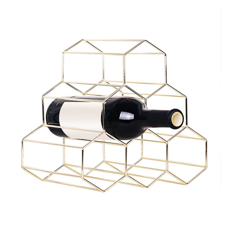 6 Bottles Wine Rack - Rose Gold