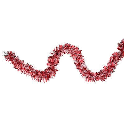 silver and red Tinsel with hearts
