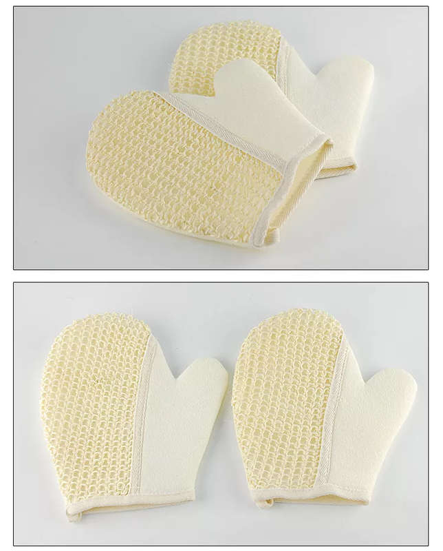 Natural fibre bath glove - cream