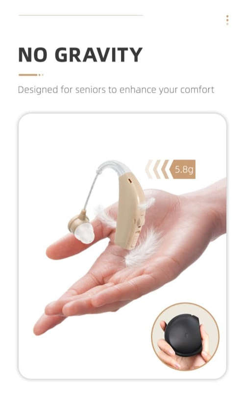 Portable Sound Amplifier Noise Cancelling BTE Rechargeable Ear Hearing Aid for Severe Hearing Loss