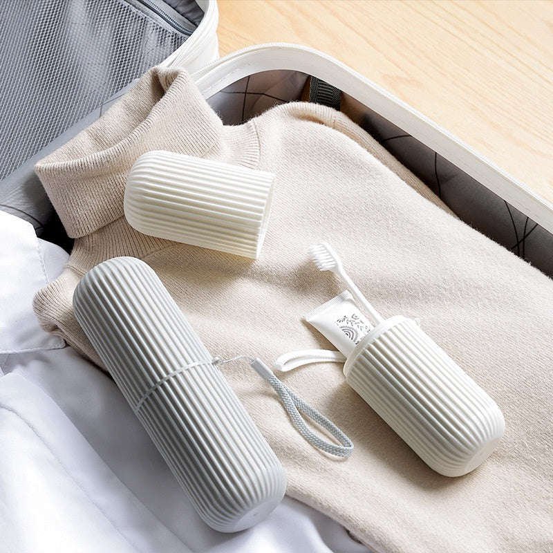 2-in-1 Cylinder Toothbrush Storage Container & Mouthwash Cup  Travel-Friendly & Hygienic