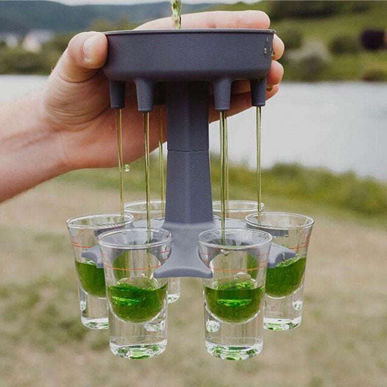 Party rotating glass holder 6 points transparent/color beer