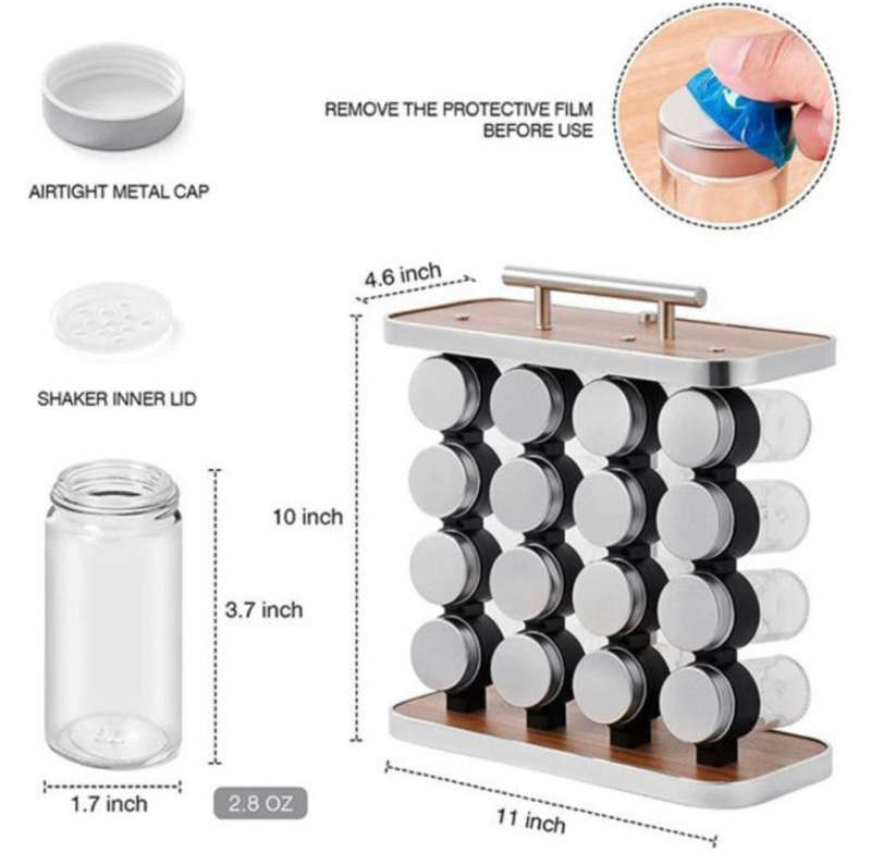Spice Rack Stainless Steel Seasoning Cans 16 sets