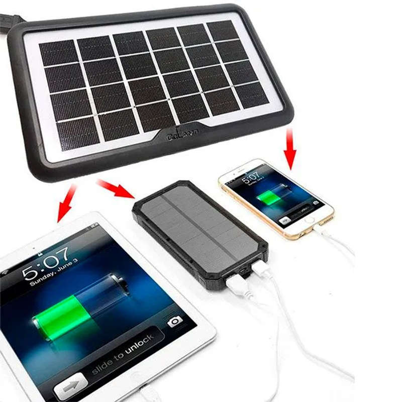 6V 3.8W Portable Solar Panel Charger  Multi-Head USB Cable, IP65 Waterproof, Outdoor Power Supply