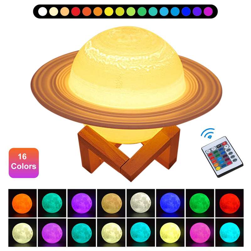 3D Saturn Light Lamp with 16 LED Colors