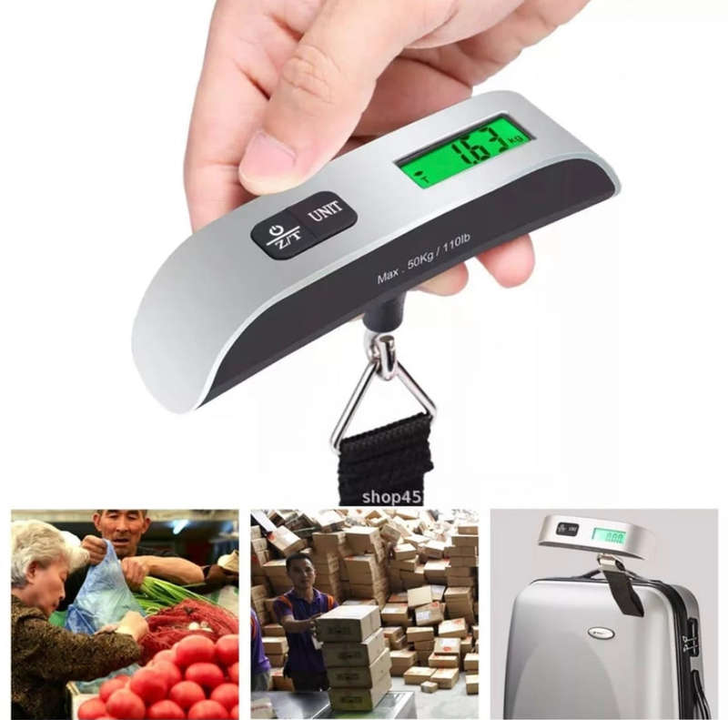 Portable Electronic Luggage Scale with LCD Display, 50kg Capacity  Travel Handheld Weight Scal...