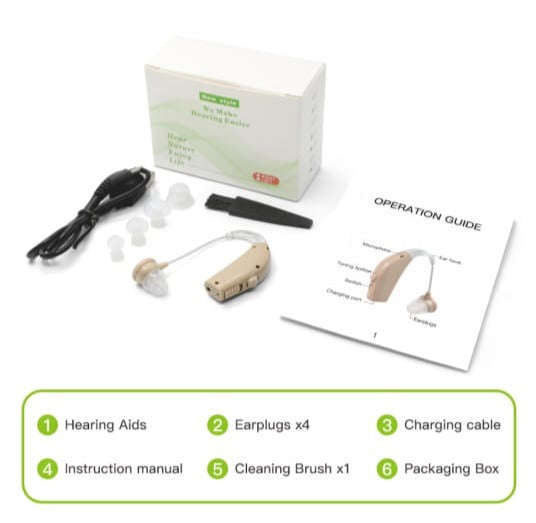 Portable Sound Amplifier Noise Cancelling BTE Rechargeable Ear Hearing Aid for Severe Hearing Loss
