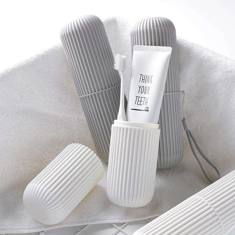 2-in-1 Cylinder Toothbrush Storage Container & Mouthwash Cup  Travel-Friendly & Hygienic