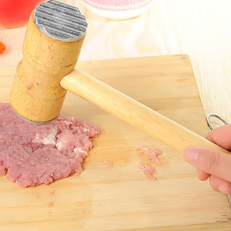 Meat Tenderizer Wooden 2 Sided Hammer