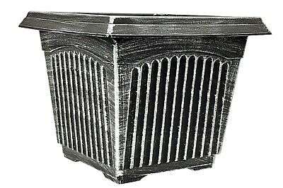 Black Silver  Square Plastic Garden  Flower Pot