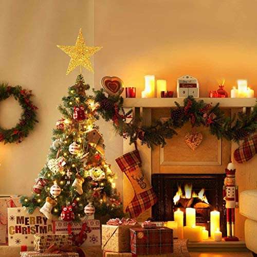Christmas Tree Topper, Wire Gold Tree Star for Chirstmas