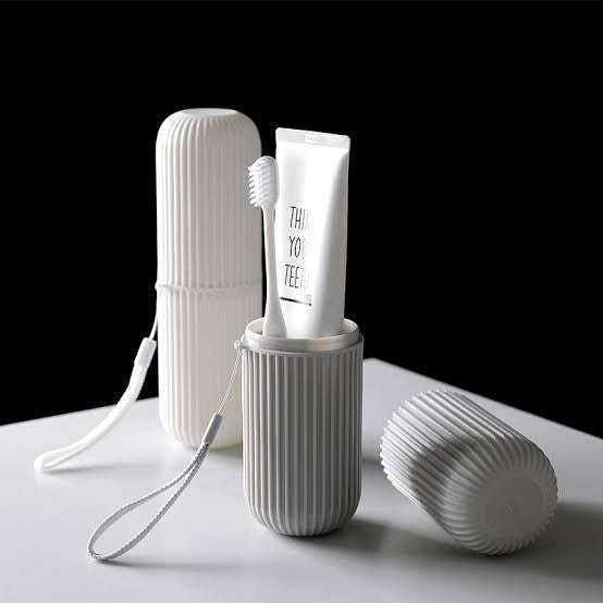 2-in-1 Cylinder Toothbrush Storage Container & Mouthwash Cup  Travel-Friendly & Hygienic