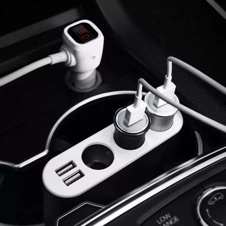 HOCO Z13 3 in 1 Car Dual USB Charger LED Digital Display Voltage Tester Silver -