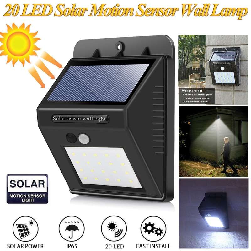 Solar Powered Motion LED Wall Light - 20LED
