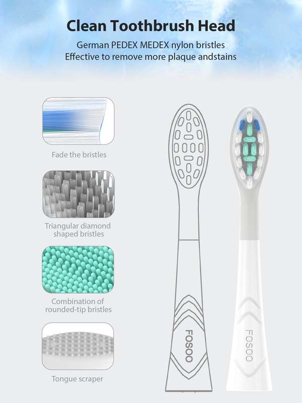 FOSOO Electric Toothbrush heads 4pcs/pack
