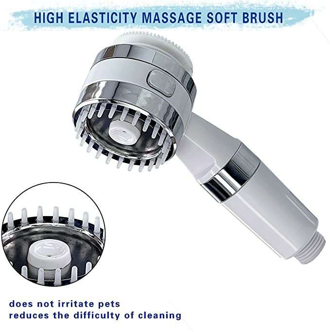 Pet Shower Attachment, Soft Brush, Soap Dispenser, Pet Washer & Sprayer