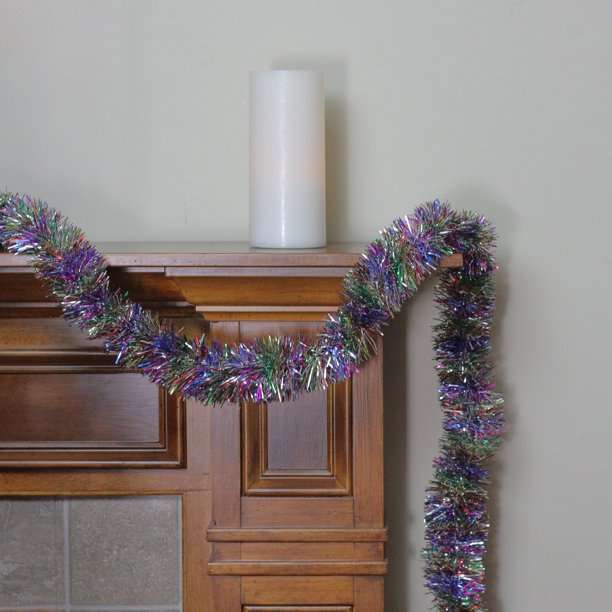 Soft Rainbow Tinsel Christmas Garland