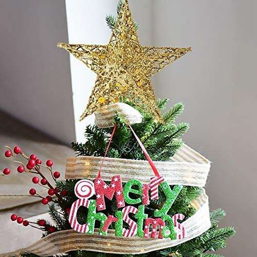 Christmas Tree Topper, Wire Gold Tree Star for Chirstmas