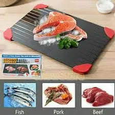 Rapid Defrosting Tray for Frozen Meat  Large Aluminum Thawing Plate with Silicone Corners