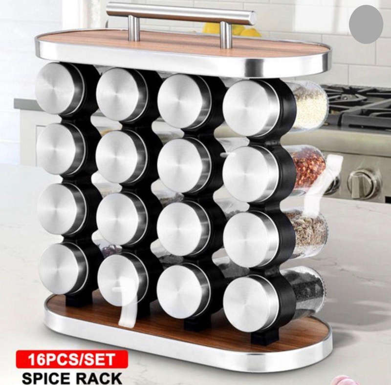 Spice Rack Stainless Steel Seasoning Cans 16 sets