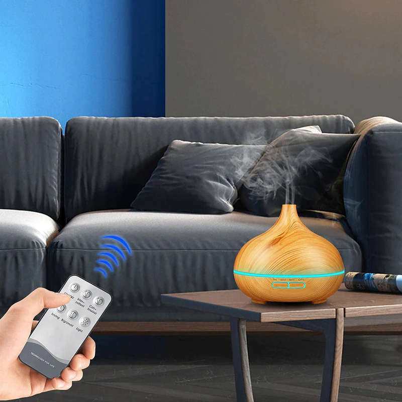 Aromatherapy Essential Oil Diffuser Wood Grain - Remote Control