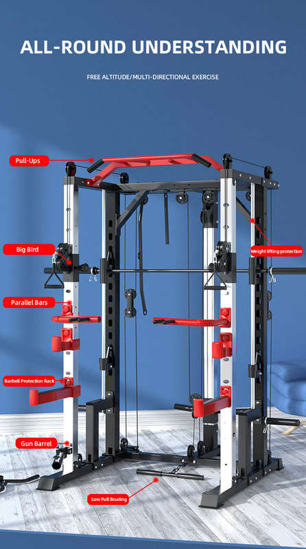ST6804 Cross Fitness Home Gym Smith Machine  Multi-Functional Trainer for Full Body Strength T...