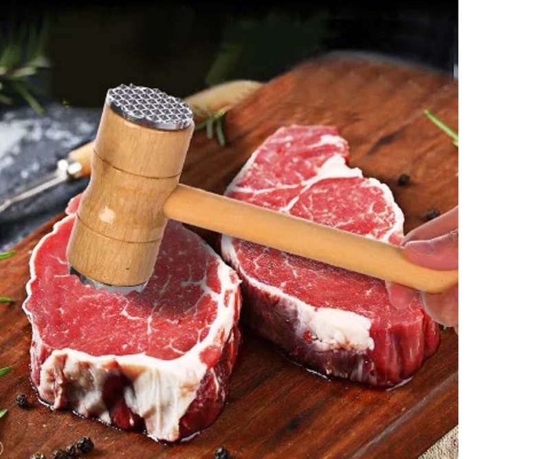 Meat Tenderizer Wooden 2 Sided Hammer