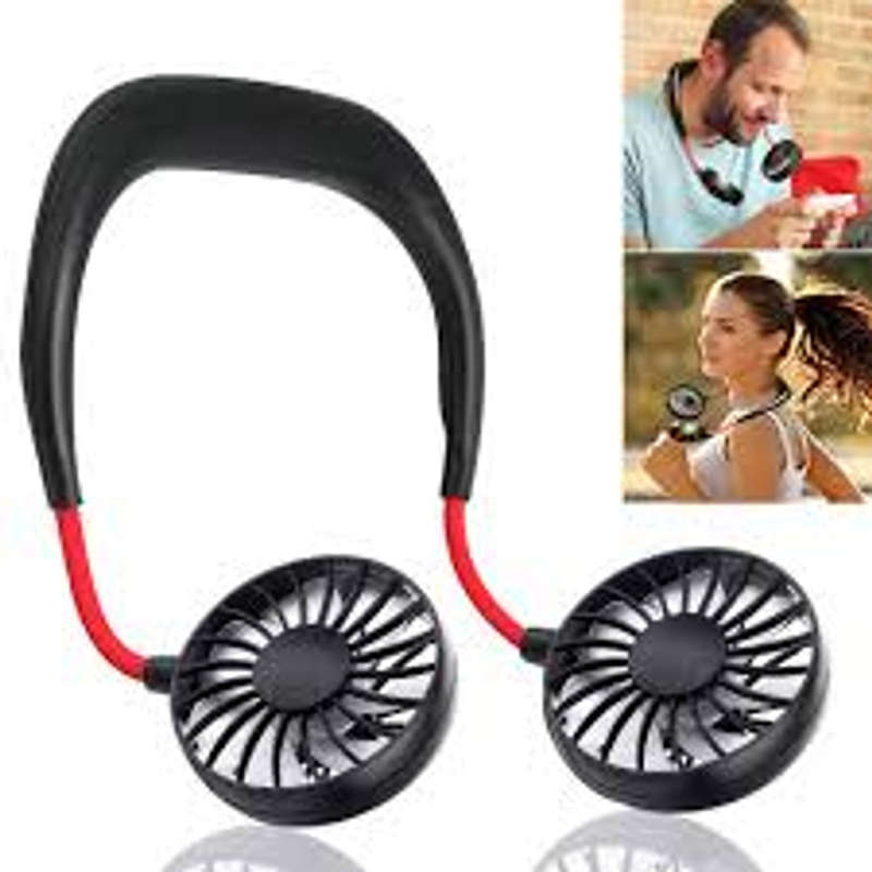 USBPortable Fan Cold Fan Hands Free Neck Fan Hanging Rechargeable Mini Sports Fa - Blue