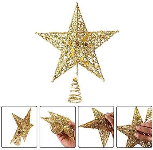 Christmas Tree Topper, Wire Gold Tree Star for Chirstmas
