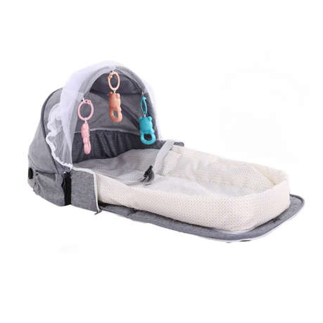 Foldable Baby Bed With Mosquito Net & Rattle Toys