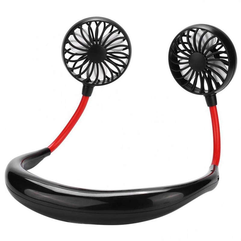 USBPortable Fan Cold Fan Hands Free Neck Fan Hanging Rechargeable Mini Sports Fa - Blue