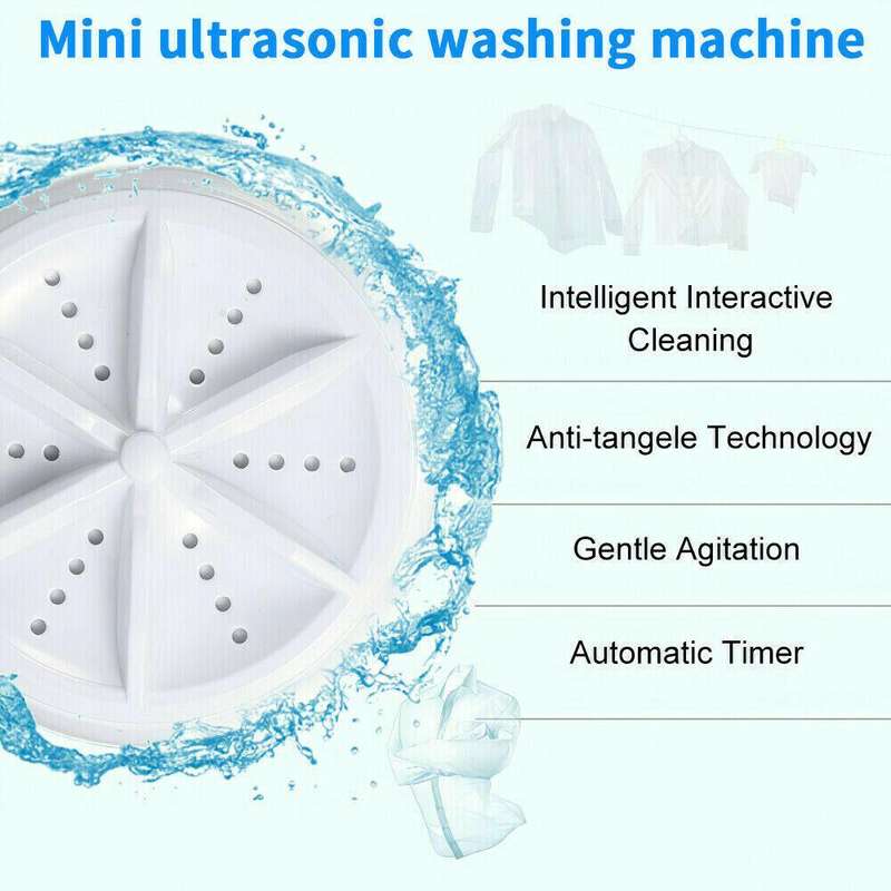 Portable Mini Washing Machine Ultrasonic Turbine Clothes Washer for Travel Home