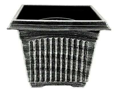 Black Silver  Square Plastic Garden  Flower Pot