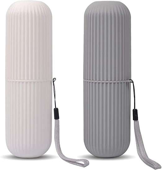 2-in-1 Cylinder Toothbrush Storage Container & Mouthwash Cup  Travel-Friendly & Hygienic