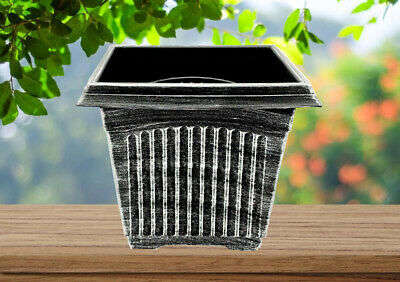 Black Silver  Square Plastic Garden  Flower Pot