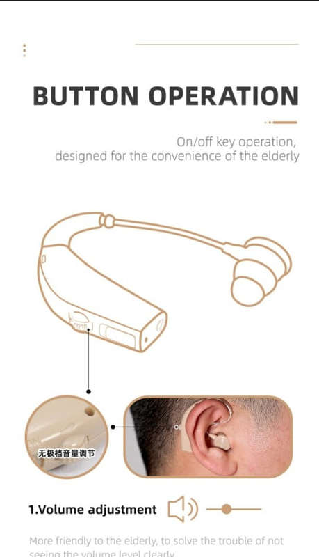 Portable Sound Amplifier Noise Cancelling BTE Rechargeable Ear Hearing Aid for Severe Hearing Loss
