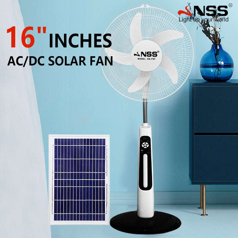 Solar electric fan Solar fan 16"Big Fan AC/DC Rechargeable fan w