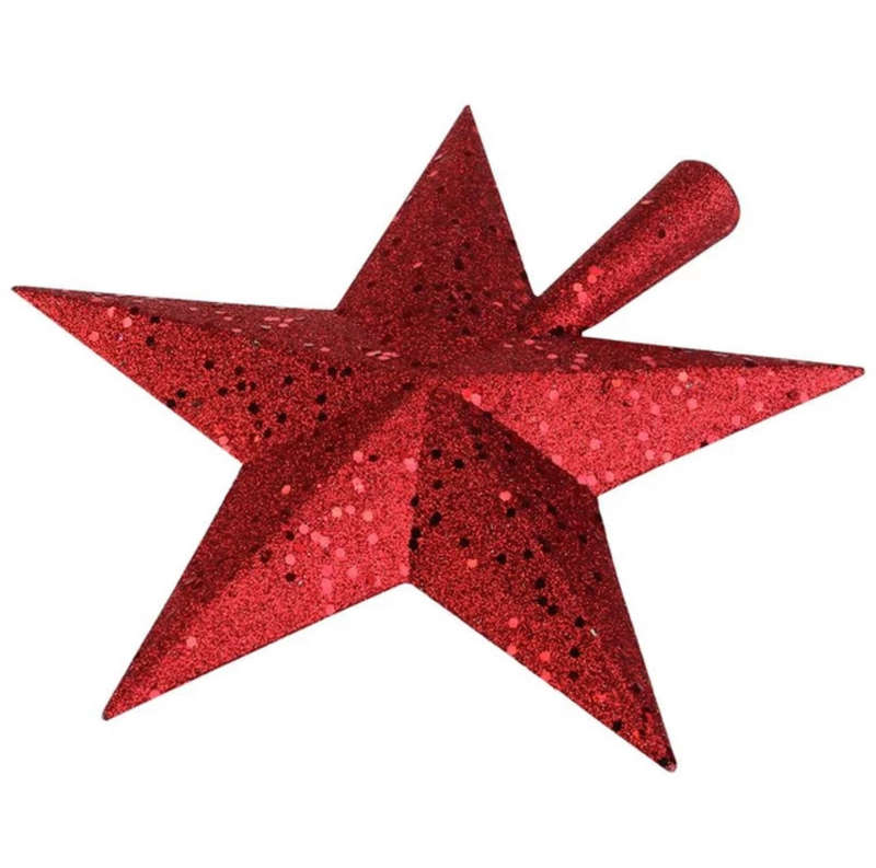 Red Glittered Mini Star Christmas Tree Topper Christmas Tree Top