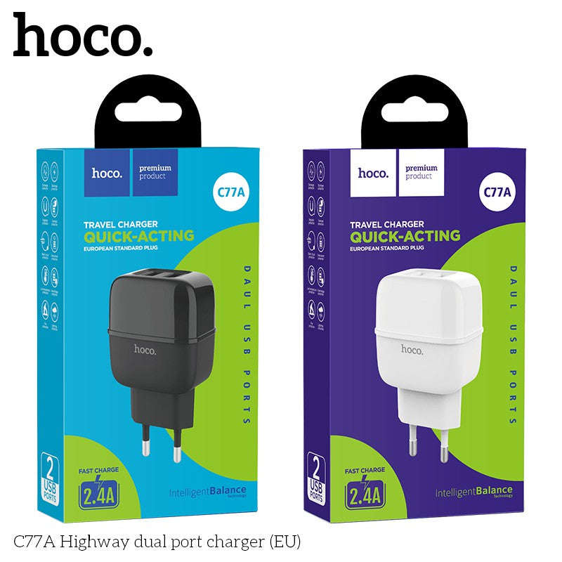 Wall charger C77A Highway dual port charger EU plug