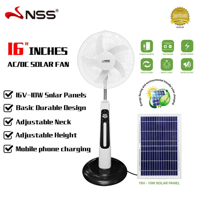 Solar electric fan Solar fan 16"Big Fan AC/DC Rechargeable fan w