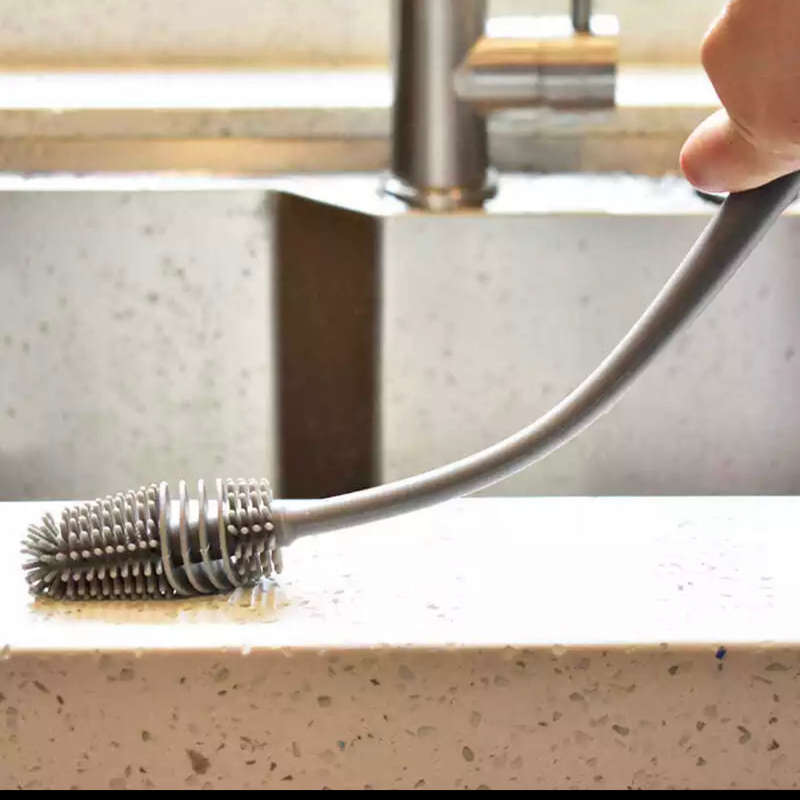 Silicone Cup Brush Milk Bottle Cleaning Brush Long Handle Water Bottles Cleaner
