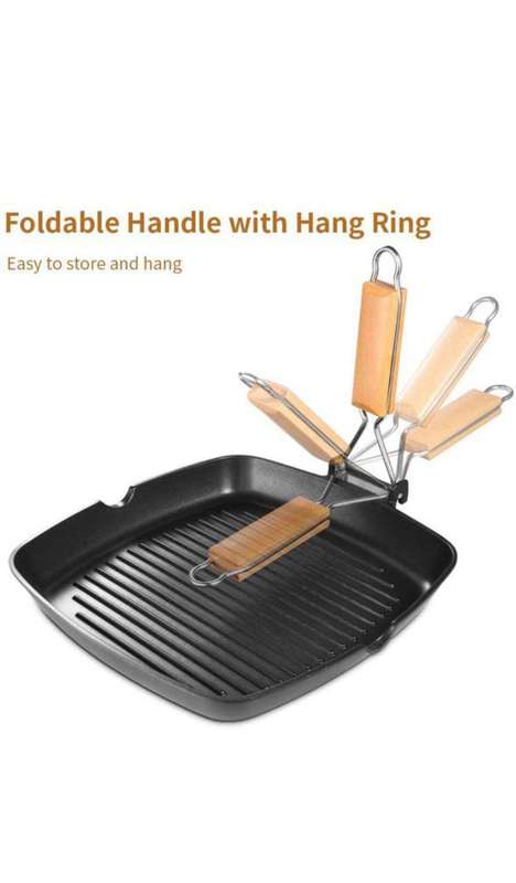 Non-Stick Grilling Pan with Foldable Handle