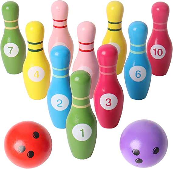 Kids Colorful Wooden  Bowling Set