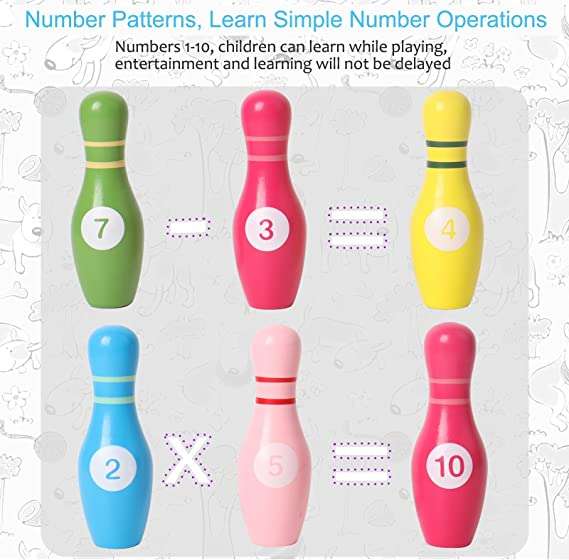 Kids Colorful Wooden  Bowling Set
