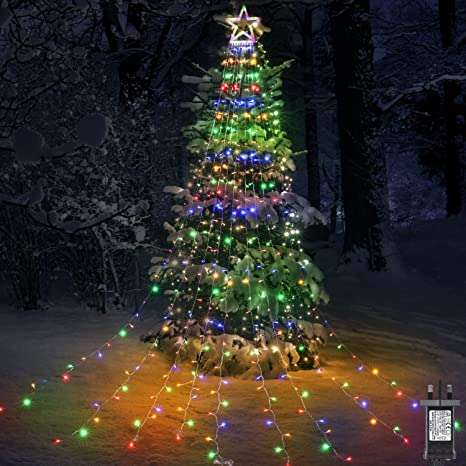 Colorful  Christmas Lights With a Star